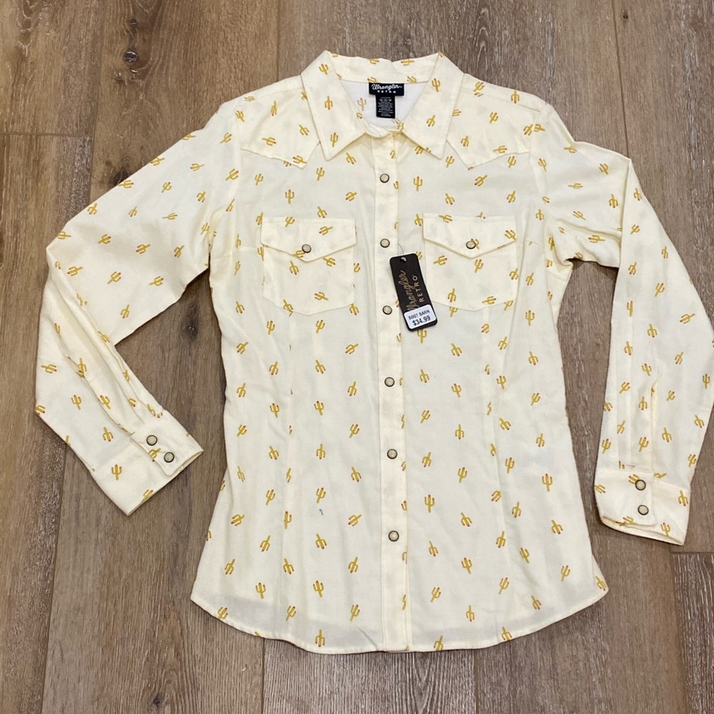 NWT Wrangler Retro Cactus Long sleeve western snap shirt